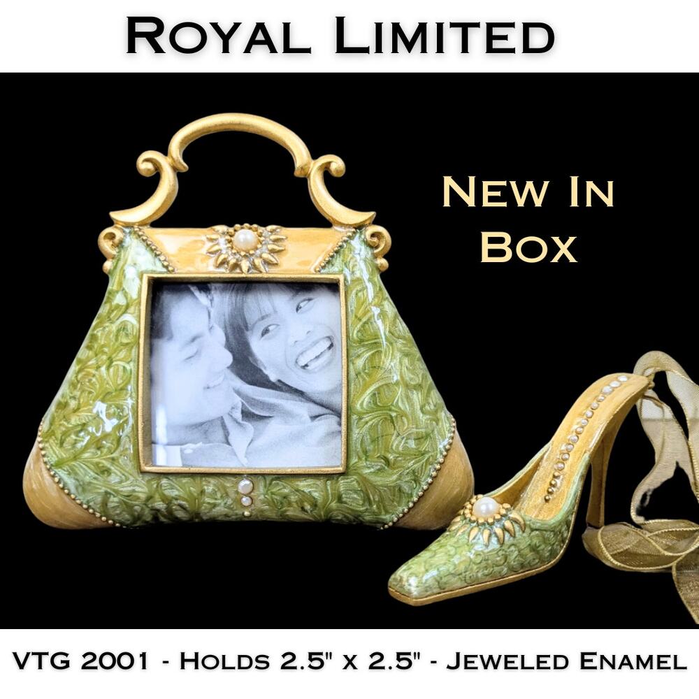 Royal Limited Picture Frame Purse Shaped Jewel Enameled + Shoe Ornament NEW